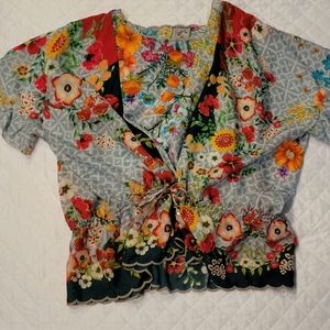 Johnny Was XL Silk Top